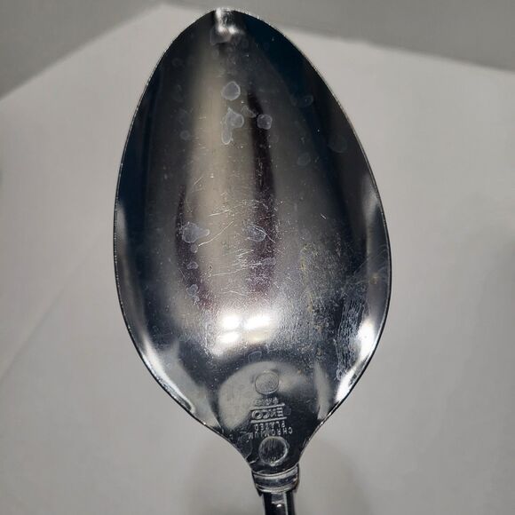 EKCO SERVING SPOON U.S.A. STAINLESS STEEL FAUX WOOD HANDLE VINTAGE - Picture 2 of 7